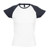 Футболка "Milky", белый с темно-синим_S, 100% х/б, 150 г/м2