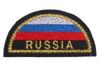 Шеврон флаг России полукруг с надписью РОССИЯ, 9х4,5 см